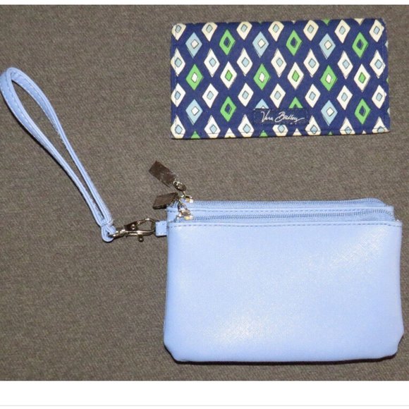 Vera Bradley Diamond Print Checkbook Cover & Unbranded Blue Wristlet - Picture 6 of 9